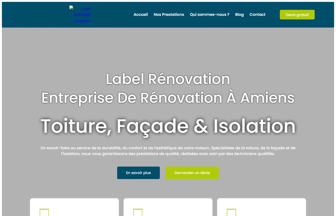 Page d'accueil du site de Label Rénovation — Amiens