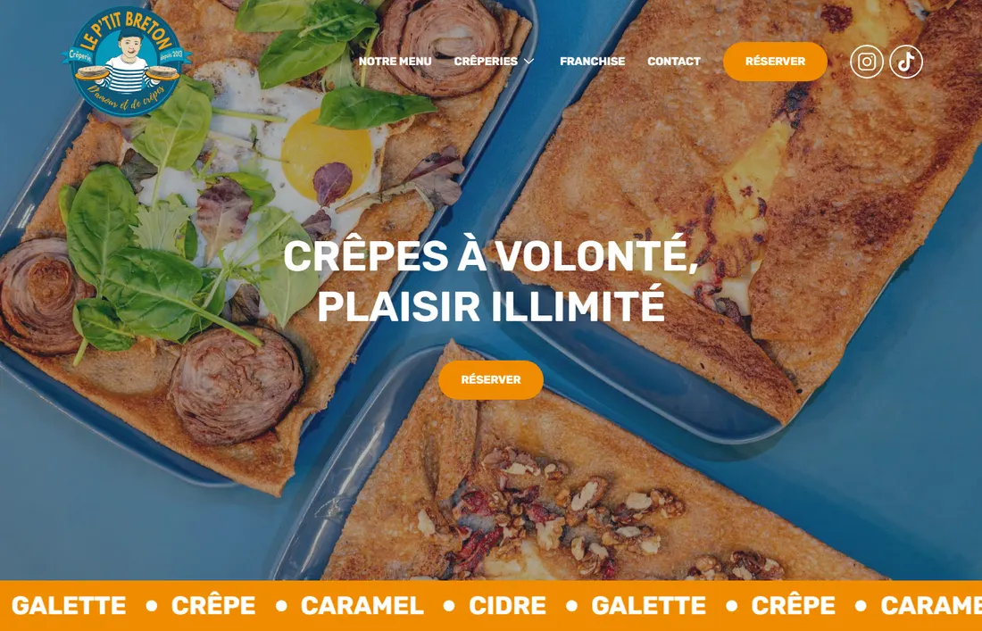 Page d'accueil du site de Le P'tit Breton — crêperie